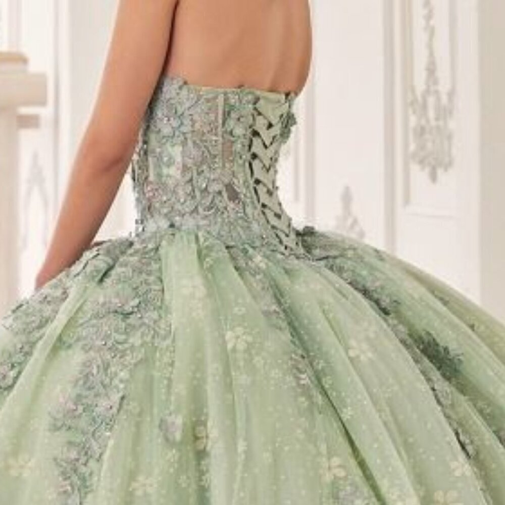 N/A NEW LONG QUINCEANERA MAXI TULLE BALL GOWN W/ REMOVABLE PUFF SLEEVES CD 15722 - Picture 11 of 12
